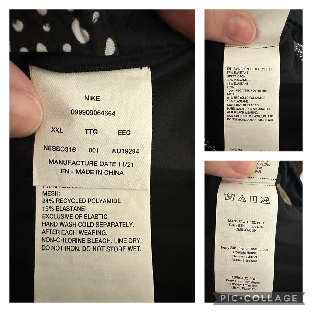 Nike NEW One-Piece Swimsuit Water Dots Black White Printed Cutout Back Size XXL - Picture 10 of 14